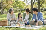 Illustrative family picnic in a park