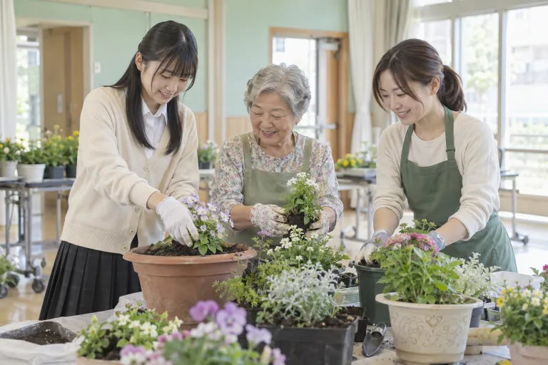Illustrative intergenerational community gardening